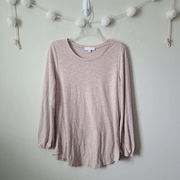 Tan Long Sleeve Tee Shirt Size Large - Picture 1 of 6